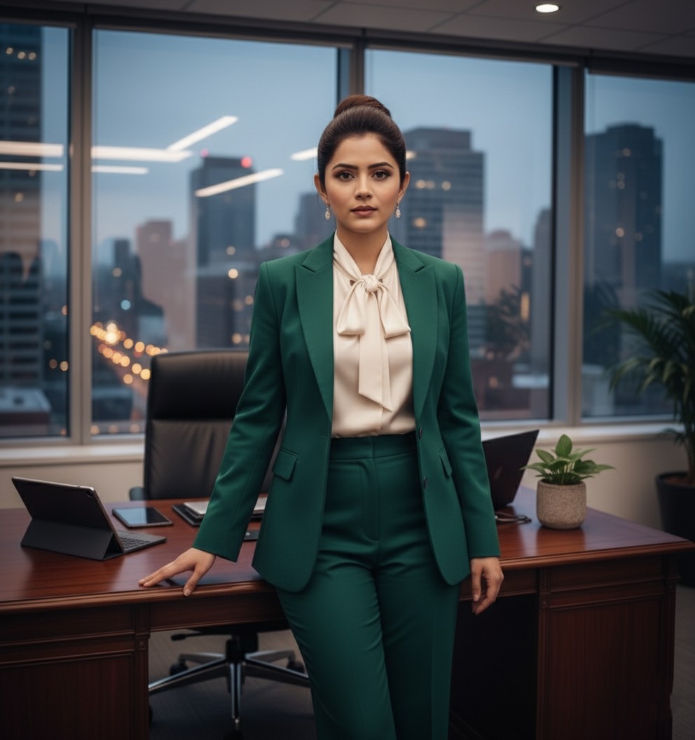 Model sitting elegantly