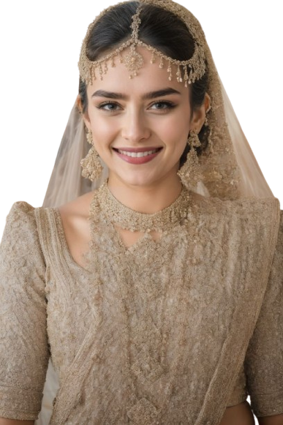 A bride smiling after a beauty session