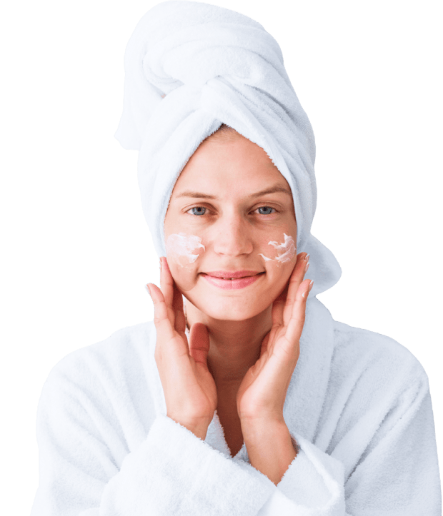 Woman with face cream