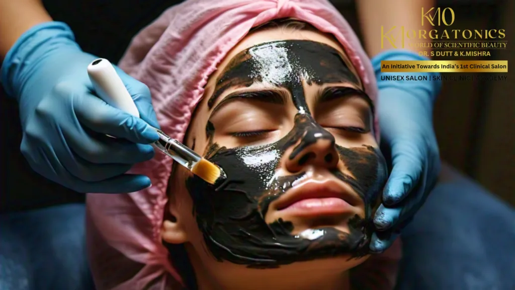 Woman receiving a Carbon Peel treatment at KM Orgatonics in Gorakhpur for skin rejuvenation and a radiant glow.